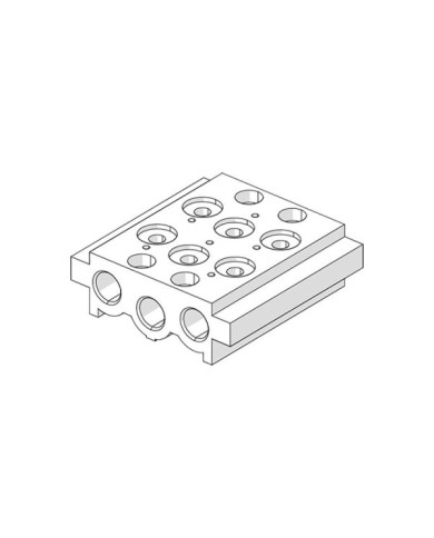 Embasse multiple pour distributeur série 70 PNV et SOV 1/4'' 7 positions Réf: 0224000701 Embasse multiple pour distributeur série 70 PNV et SOV 1/4'' 7 positions Réf: 0224000701