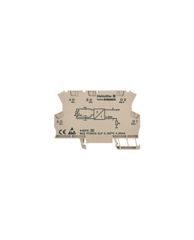 Convertisseur de mesure de température, Technique de raccordement à 2 / 3 conducteurs, Alimenté par les boucles de courant de sortie, Raccordement à ressort, Entrée : Température, Sortie : 4-20 m TYPE AMCZ PT100/3 CLP 0...200C Convertisseur de mesure de température, Technique de raccordement à 2 / 3 conducteurs, Alimenté par les boucles de courant de sortie, Raccordement à ressort, Entrée : Température, Sortie : 4-20 m TYPE AMCZ PT100/3 CLP 0...200C