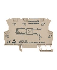 Convertisseur de mesure de température, Technique de raccordement à 2 / 3 conducteurs, Alimenté par les boucles de courant de sortie, Raccordement à ressort, Entrée : Température, Sortie : 4-20 m TYPE AMCZ PT100/3 CLP 0...200C