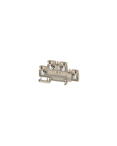 Bloc de jonction modulaire multi-étages, PUSH IN, 2.5 mm², 800 V, 24 A, Nombre d'étages: 2, Beige foncé, Orange TYPE A2T 2.5 Bloc de jonction modulaire multi-étages, PUSH IN, 2.5 mm², 800 V, 24 A, Nombre d'étages: 2, Beige foncé, Orange TYPE A2T 2.5